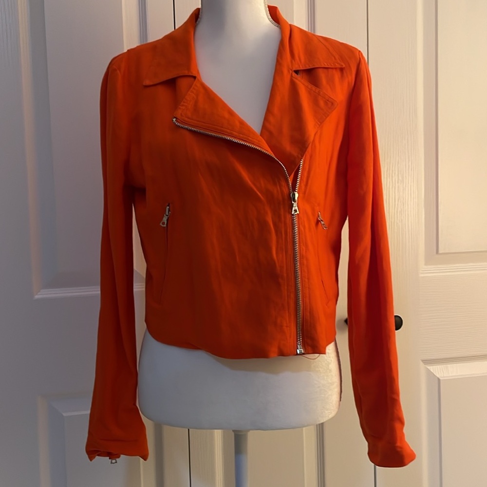 Karen Kane Women’s SZ S Orange Fully Lined Zip Blazer - Picture 16 of 16